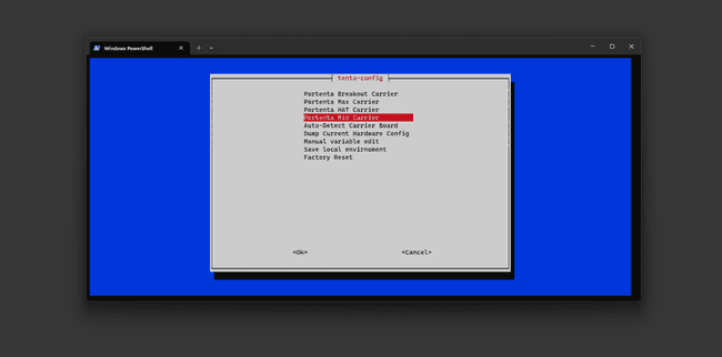 Portenta X8 tenta-config Main Screen