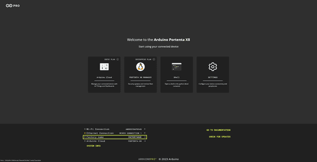 Arduino Linux Wizard Factory registration confirmation